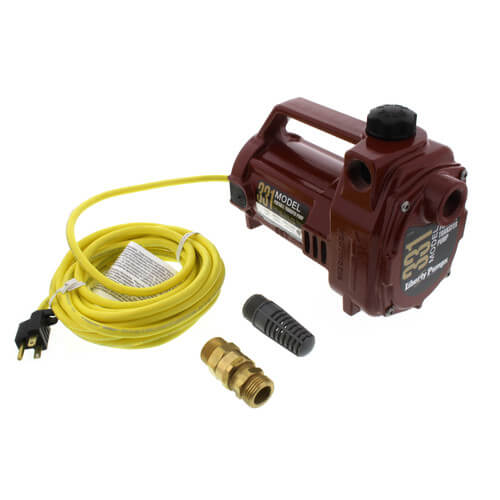 1/2 HP Portable Aluminum Transfer Pump (Garden Hose Connection) - 115v - 20 ft Cord 2 1/2 HP Portable Aluminum Transfer Pump (Garden Hose Connection) - 115v - 20 ft Cord