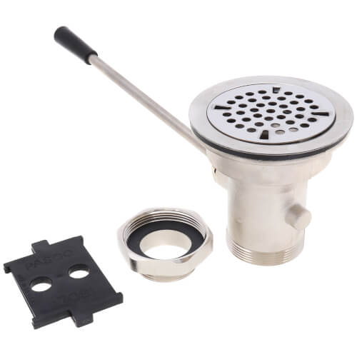 2" Drain CXN Lift Handle Brass Waste Drain for SST Commercial Sinks w/ 3-1/2â?Drain Opening (Nickel Plated), 33123