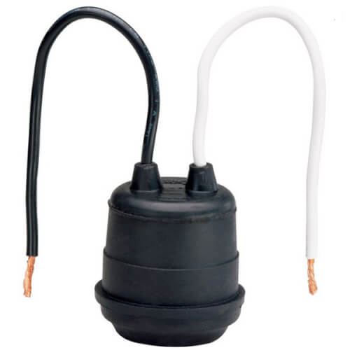 Keyless Lampholder for Temporary Lighting, Medium Base, Two 6" Leads - Black (250V/660W)