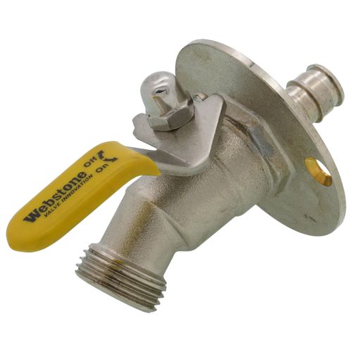 1/2" Expansion PEX Flange x 3/4" Male Hose Brass Sillcock w/ 1/4 Turn & Lever Handle (Lead Free)