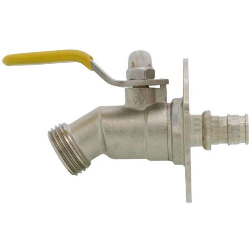 1/2" Expansion PEX Flange x 3/4" Male Hose Brass Sillcock w/ 1/4 Turn & Lever Handle (Lead Free) 2 1/2" Expansion PEX Flange x 3/4" Male Hose Brass Sillcock w/ 1/4 Turn & Lever Handle (Lead Free)