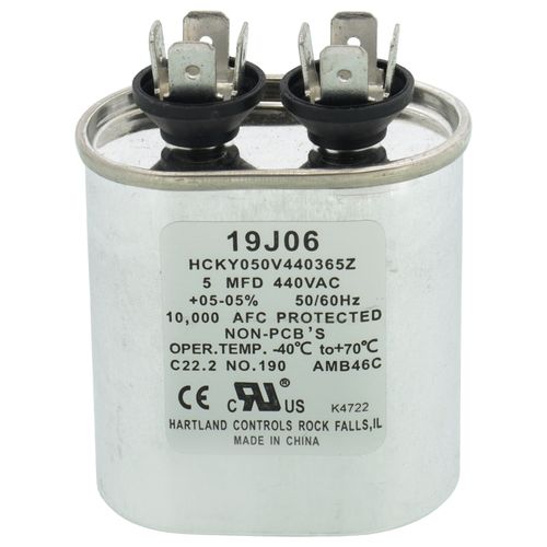 5 MFD Oval Motor Run Capacitor (440V), 19J06