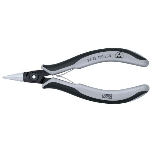 5-1/4" Electronics Pliers w/ Flat-Wide Tips and ESD Handles, Cross-Hatched