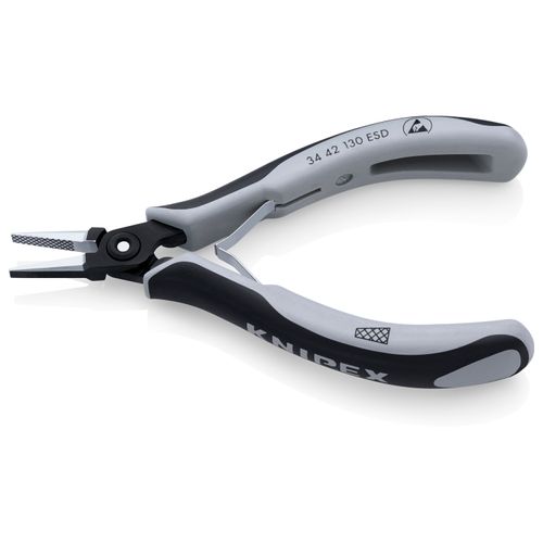 5-1/4" Electronics Pliers w/ Flat-Wide Tips and ESD Handles, Cross-Hatched