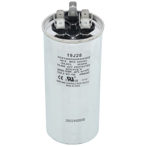 40+5 MFD 440VAC Round Dual Run Capacitor, 19J28
