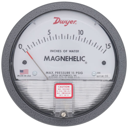 Magnehelic Differential Pressure Gage (0 - 15.0" W.C.)