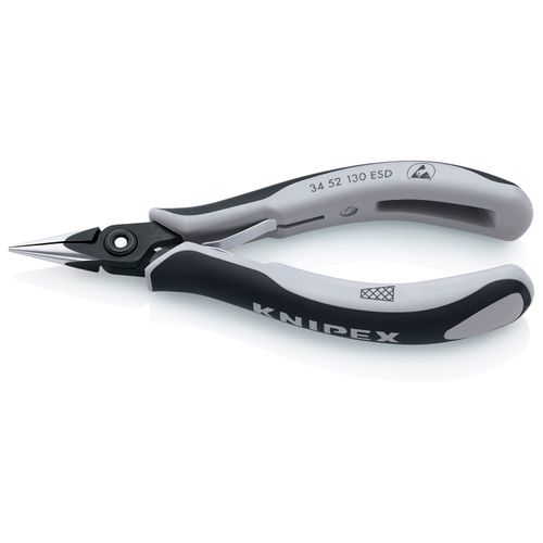 5-1/4" Electronics Pliers w/ Half-Round Tips and ESD Handles, Cross-Hatched