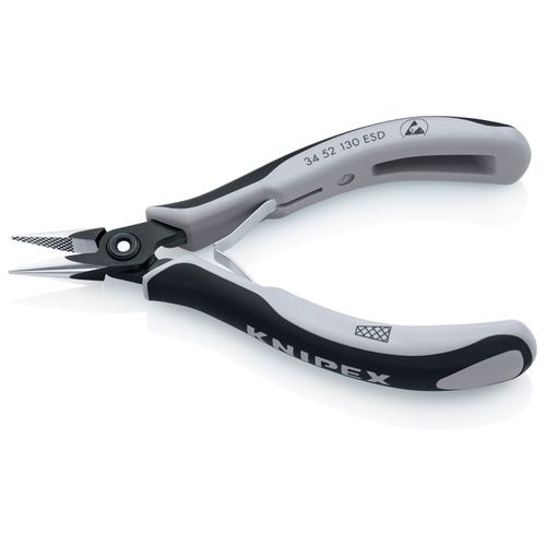 5-1/4" Electronics Pliers w/ Half-Round Tips and ESD Handles, Cross-Hatched