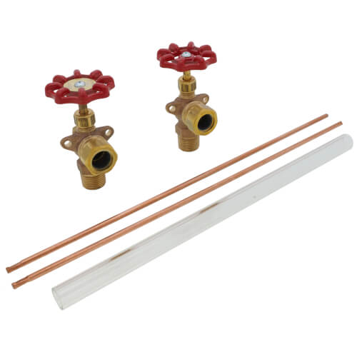 1/2" NPT Rough Bronze Water Gauge w/ Automatic Ball Checks, Aluminum Wheel (5/8" OD x 12" Length)
