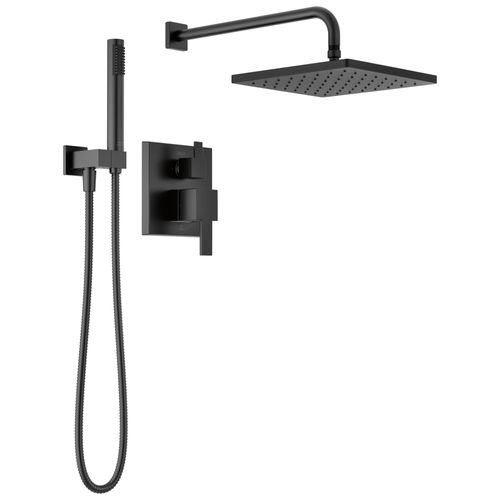 Monitor 14 Series Shower w/ Square Raincan, Hand Shower & Rough Valve, 342701-BL (Matte Black)