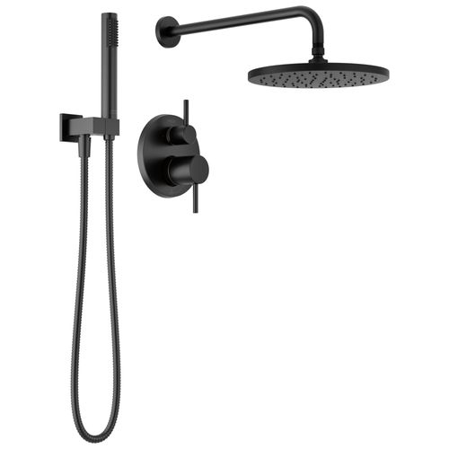 Monitor 14 Series Shower w/ Round Raincan, Hand Shower & Rough Valve, 342702-BL (Matte Black)