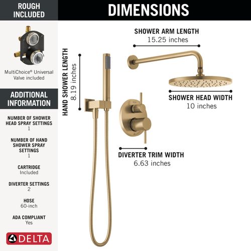 Monitor 14 Series Shower w/ Round Raincan, Hand Shower & Rough Valve (Champagne Bronze), 342702-CZ