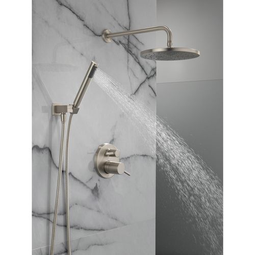 Monitor 14 Series Shower w/ Round Raincan, Hand Shower & Rough Valve, Spotshield (Brushed Nickel), 342702-SP