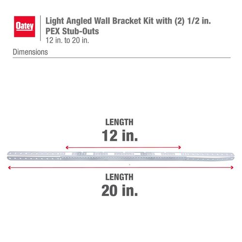 12" - 20" Light Angled Wall Bracket Kit w/ (2) 1/2" PEX Stub Outs