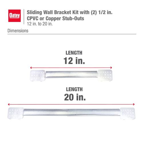 12" - 20" Sliding Wall Bracket Kit w/ 1/2" CPVC/Copper Stub Out