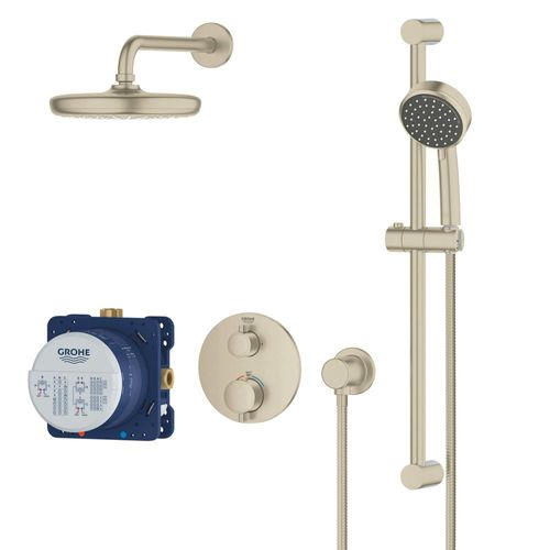 Grohtherm 2-Handle Dual Function Thermostatic Shower Bundle (Brushed Nickel), 34745EN0