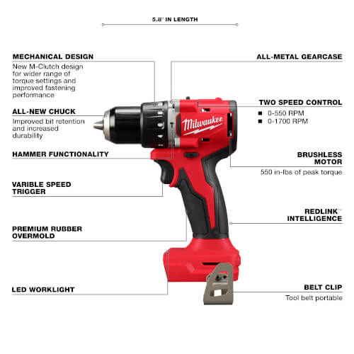 M18 Compact Brushless Lithium-Ion Hammer Drill & Impact Driver Kit 3 M18 Compact Brushless Lithium-Ion Hammer Drill & Impact Driver Kit
