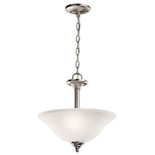 Wynberg 15" 2 Light Convertible Inverted Pendant/Semi Flush w/ Satin Etched Glass (Brushed Nickel)