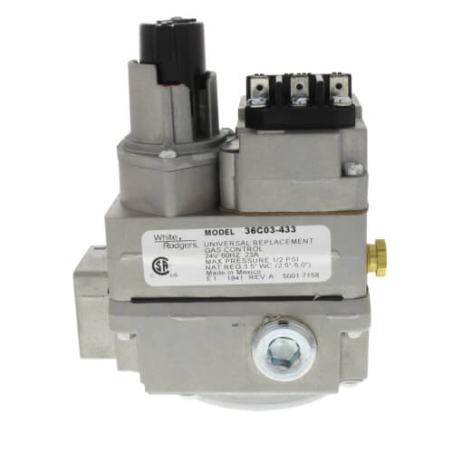 3/4" X 3/4" Universal Gas Valve, 24 VAC, Side Outlets Tapped And Plugged