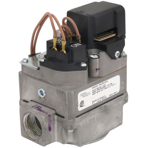 3/4" X 3/4" Gas Valve, 24 VAC, Redundant (Pilot) Valve, Plug In Pilot Socket On Outlet Side, No LP Kit