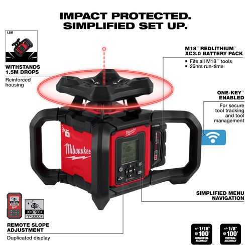 M18 Dual Slope Rotary Laser Level Kit w/ Receiver & Remote
