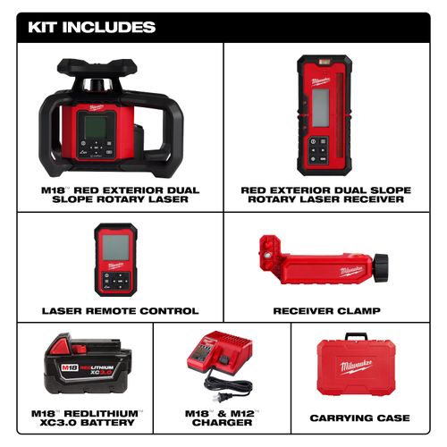 M18 Dual Slope Rotary Laser Level Kit w/ Receiver & Remote