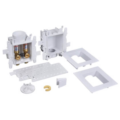 MODA Fire Rated Push Conn. Washing Machine Outlet Box w/ Water Hammer Arrestor, 1/4 Turn, Standard Pack