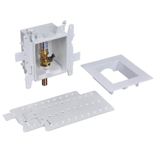 MODA Fire Rated Sweat Ice Maker Outlet Box w/ Water Hammer Arrestor, 1/4 Turn, Standard Pack