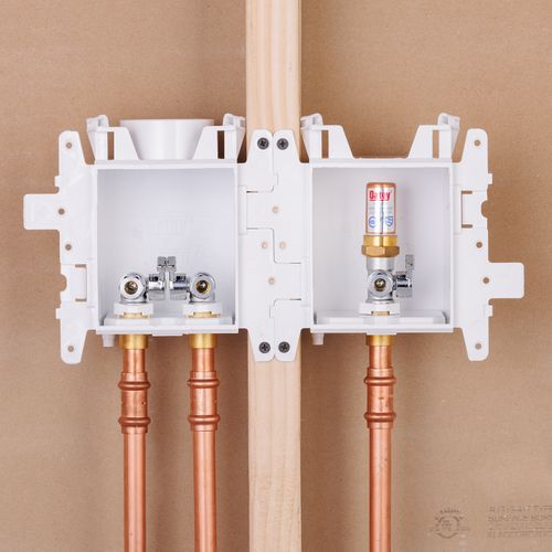 MODA 2-Valve + 1-Valve Copper (Male) Kitchen Supply Box with Hammer Arrestor, 37819 2 MODA 2-Valve + 1-Valve Copper (Male) Kitchen Supply Box with Hammer Arrestor, 37819