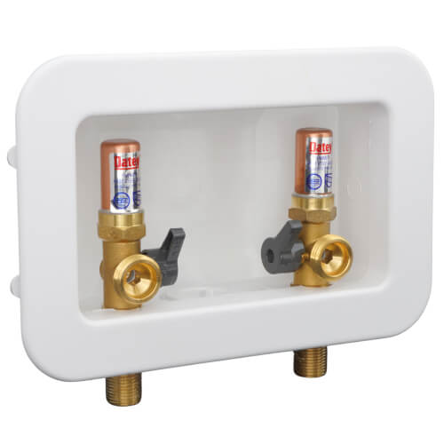 Centro II Copper Assembled Washing Machine Outlet Box w/ Water Hammer Arrestor, 1/4 Turn (Standard Pack)