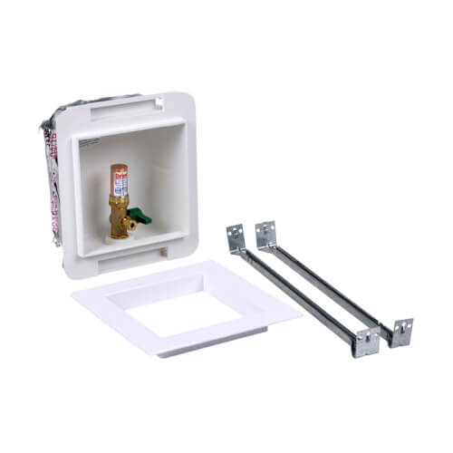 Fire Rated Expansion PEX Ice Maker Outlet Box w/ Water Hammer Arrestor, 1/4 Turn, Low Lead (Standard Pack)