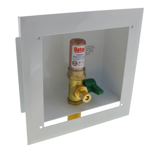 Metal Copper Ice Maker Outlet Box w/ Water Hammer Arrestor, 1/4 Turn, Low Lead (Standard Pack)