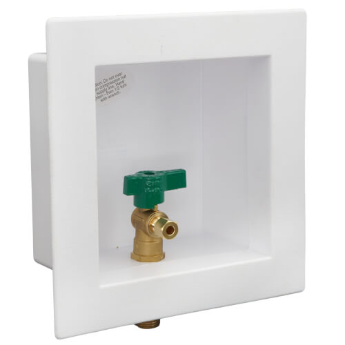 Square Copper Ice Maker Outlet Box w/ 1/4 Turn, 6' SS Hose, Low Lead (Standard Pack)