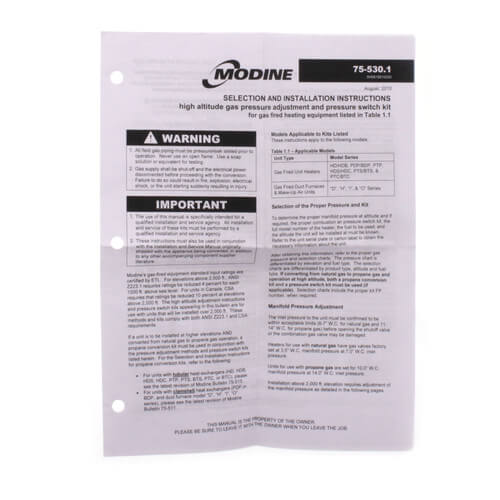 High Altitude Conversion Kit- Stickers And Instructions Only, 3H0378130000