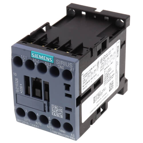 3 Pole 120V 9 Amp 1N/O Auxiliary Contactor