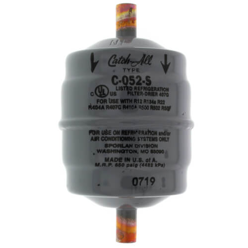 C-052-S 1/4" ODF Solder Liquid Line Filter Drier 1/3 - 2 Ton (5 Cubic Inches) 4 C-052-S 1/4" ODF Solder Liquid Line Filter Drier 1/3 - 2 Ton (5 Cubic Inches)