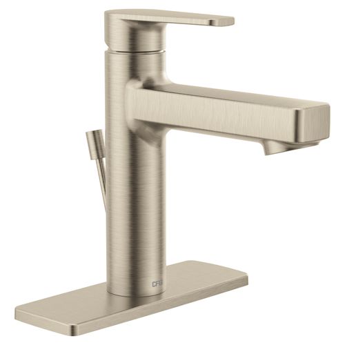 Slate Brushed Nickel Single Hole Single-handle Bathroom Faucet w/ Metal/plastic Drain Assembly