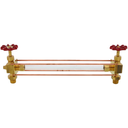 1/2" NPT Rough Bronze Water Gauge w/ EPDM Glass Seal & Rod, Aluminum Type Wheel (5/8" OD x 12" Length)