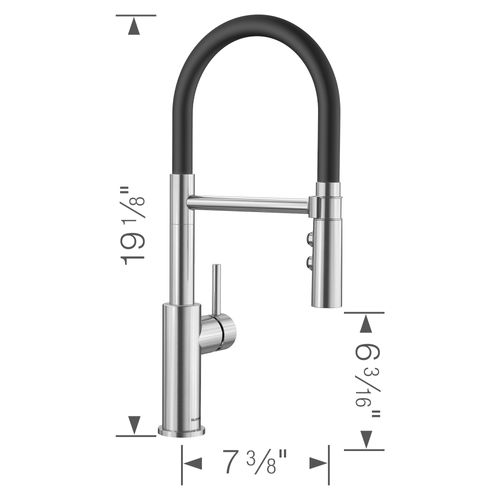Catris Flexo Semi-Pro Dual-Spray Kitchen Faucet, 1.5 GPM - PVD Steel, 402448-BLANCO 2 Catris Flexo Semi-Pro Dual-Spray Kitchen Faucet, 1.5 GPM - PVD Steel, 402448-BLANCO