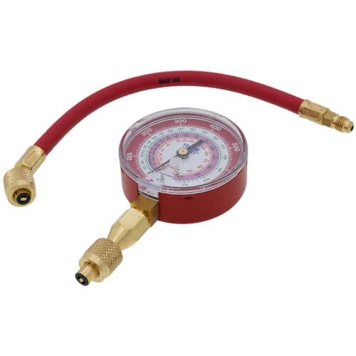 Red Pressure Refrigerant Gauge with Quick Coupler and Hose 2 Red Pressure Refrigerant Gauge with Quick Coupler and Hose