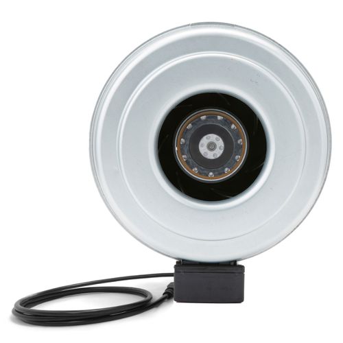 Model FGC 10XL, 10" Inline Centrifugal Fan w/ Cord, Metal Housing, 120V (589 CFM)