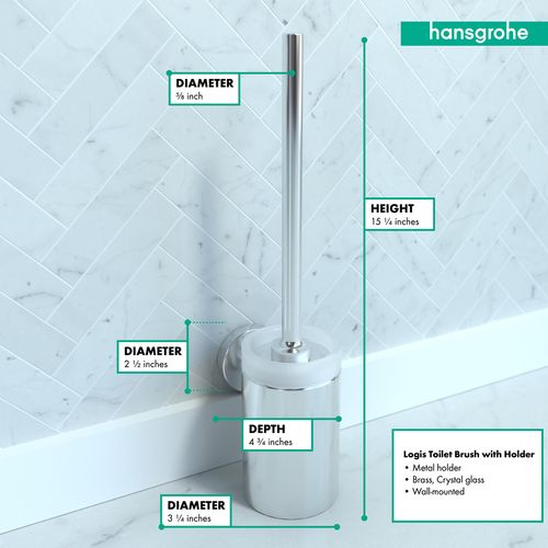 Logis Toilet Brush with Holder (Chrome), 40522000