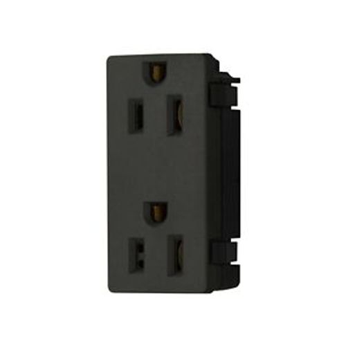 Panel Mount/Snap-In Duplex Receptacle, #14-12 Awg 15A, Snap-In, Panel, 125V, Black, 4070-6BK-BU
