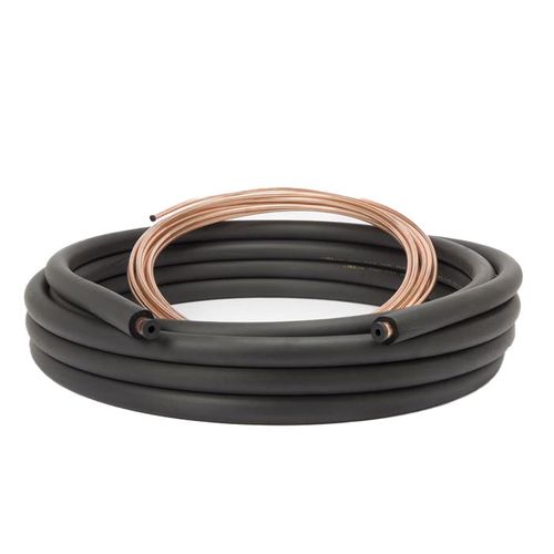 1/4" LL x 1/2" SL Mini Split Refrigerant Line Set, 1/2" Black Insulation (30 Ft.)