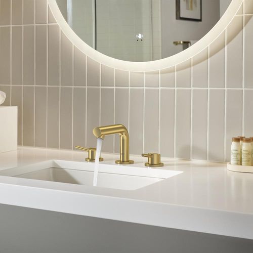 8" Widespread 2-Handle S-Size Bathroom Faucet, 1.2 Gpm (Brushed Gold)