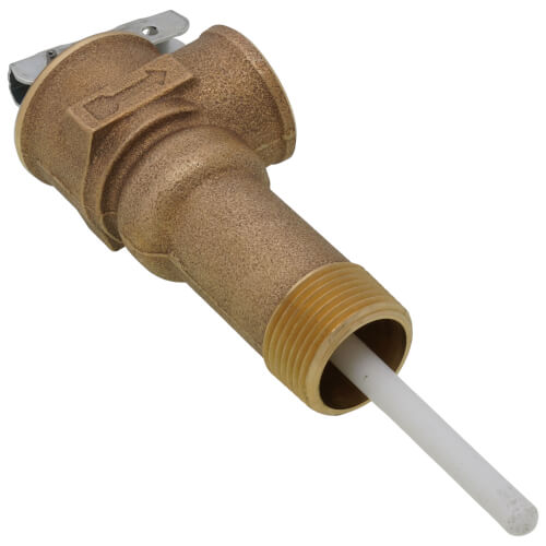 3/4" male Temp. & Pressure Valve w/ 2-1/5" stem, 105,000 btu (150 psi), 415-40594-02