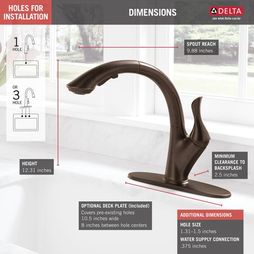 4153-RB-DST Linden Single Handle Pull-Out Kitchen Faucet (Venetian Bronze)