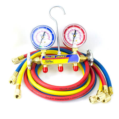 Series 41 2-Valve Manifold w/ 60" PLUS II Standard Fittings, R-410A, 2-1/2" Gauges