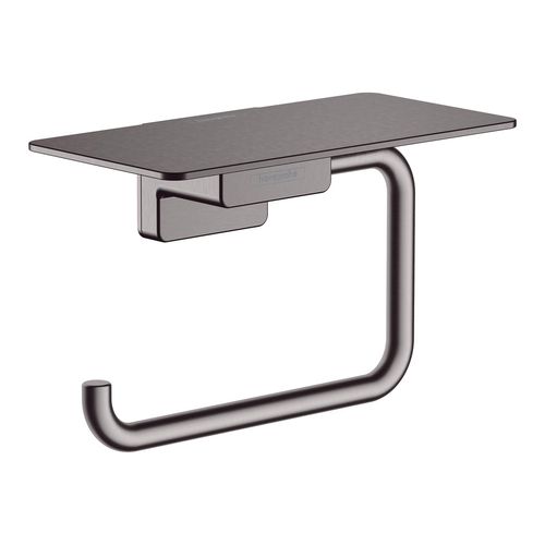 AddStoris Toilet Paper Holder with Shelf (Brushed Black Chrome), 41772340