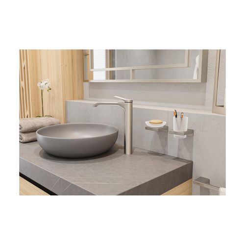 AddStoris Toilet Paper Holder with Shelf (Brushed Nickel), 41772820